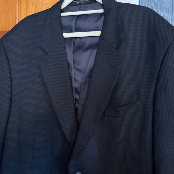 Albert Nipon Wool Jacket Black Blue Check  EST. 44R Career Academia Designer - Picture 2 of 8